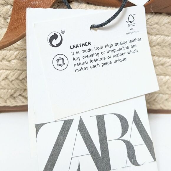 NWT ZARA Leather Ankle Wrap Platform Espadrilles 40 - Picture 9 of 10